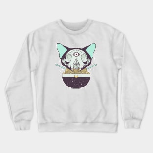 Cat Skull Raman Noodle Bowl Crewneck Sweatshirt